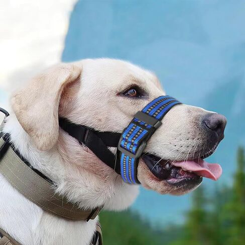 Soft Dog Muzzle, Nylon No Barking Muzzle with 7 Shape Structure, Reflective Puppy Muzzle, Adjustable Dog Mouth Harness Anti Biting Chewing, Dog Muzzles for Medium Large Dogs,M in Saudi Arabia
