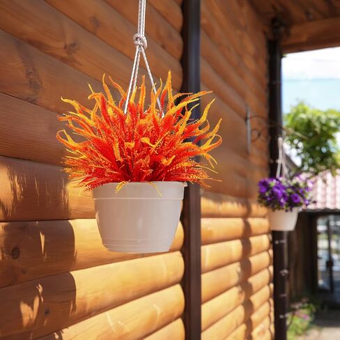10 Bundles Artificial Pansy and Eucalyptus Flowers Faux Plastic Outdoor UV Resistant Silk Flowers for Window Box Porch Home Garden Wedding Farmhouse Decor (Autumn Orange) in Saudi Arabia