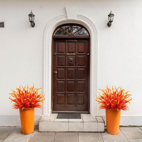 10 Bundles Artificial Pansy and Eucalyptus Flowers Faux Plastic Outdoor UV Resistant Silk Flowers for Window Box Porch Home Garden Wedding Farmhouse Decor (Autumn Orange) in Saudi Arabia