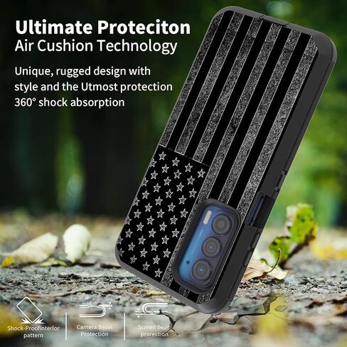 حافظة لهاتف Motorola Edge 2021 / Moto Edge 5G UW، حماية شديدة التحمل 3 طبقات هجينة مقاومة للصدمات مع حافظة بمشبك حزام لهاتف Moto Edge 2021، خلفية العلم الأمريكي in Kuwait
