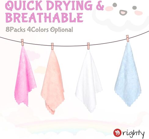 Orighty Burp Cloths for Baby 8 Pack - Super Soft & Highly Absorbent Coral Fleece Baby Burp Cloth - 20 x 10 Inch Gentle & Large Burp Rugs for Baby Sensitive Skin - Burping Cloths for Newborn Essential in Saudi Arabia