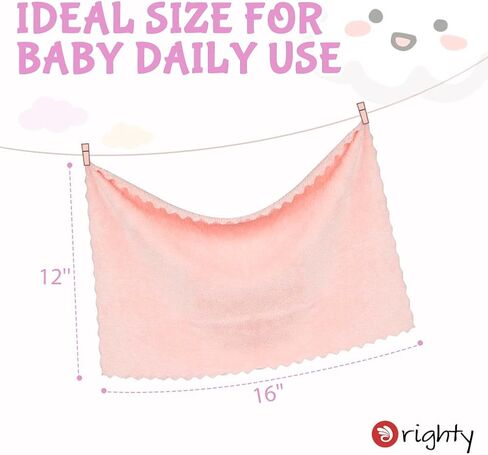 Orighty Burp Cloths for Baby 8 Pack - Super Soft & Highly Absorbent Coral Fleece Baby Burp Cloth - 20 x 10 Inch Gentle & Large Burp Rugs for Baby Sensitive Skin - Burping Cloths for Newborn Essential in Saudi Arabia