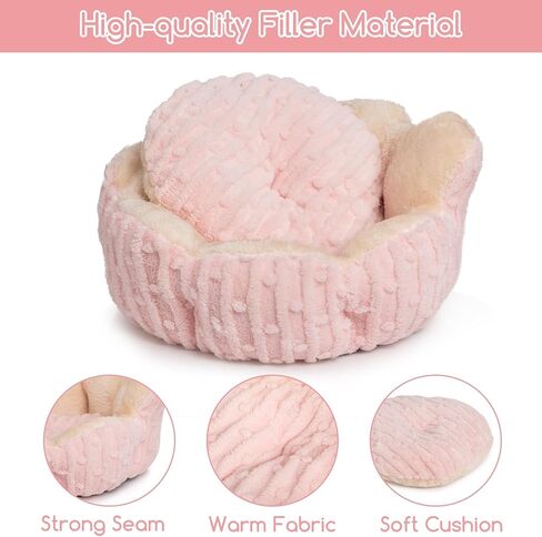 Hollypet Calming Cat Beds for Indoor Cats - Cute Cactus Pet Beds, Fluffy Puppy Bed, Non-Slip Extra Small Dog Bed, Pink in Kuwait