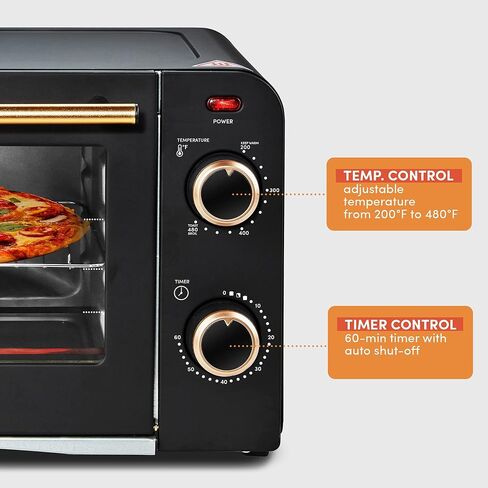 Elite Gourmet ETO490 9L/4 Slice Countertop Toaster Oven with 30-Minute Timer, Adjustable Temperature Control, Includes Baking Pan and Wire Rack, Bake, Broil, Toast, Black in Saudi Arabia