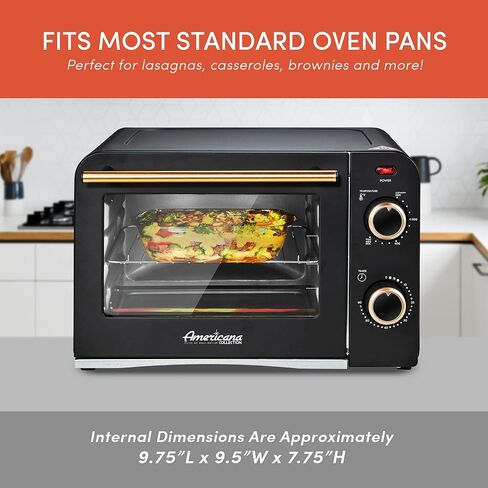 Elite Gourmet ETO490 9L/4 Slice Countertop Toaster Oven with 30-Minute Timer, Adjustable Temperature Control, Includes Baking Pan and Wire Rack, Bake, Broil, Toast, Black in Saudi Arabia