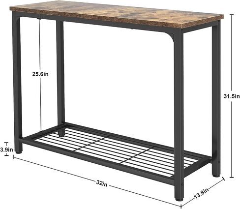 Ecoprsio Small Console Table, Sofa Table with Double Mesh Shelves, Industrial Entryway Table for Entryway, Hallway, Foyer, Front Hall, Sofa Couch, Living Room, Bar, Kitchen, 32 Inch, Rustic in Kuwait