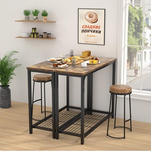 Ecoprsio Small Console Table, Sofa Table with Double Mesh Shelves, Industrial Entryway Table for Entryway, Hallway, Foyer, Front Hall, Sofa Couch, Living Room, Bar, Kitchen, 32 Inch, Rustic in Kuwait
