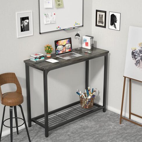 طاولة وحدة تحكم صغيرة من Ecoprsio، طاولة أريكة مع أرفف شبكية مزدوجة، طاولة مدخل صناعية للمدخل، المدخل، البهو، القاعة الأمامية، أريكة الأريكة، غرفة المعيشة، البار، المطبخ، 32 بوصة، ريفي in Kuwait