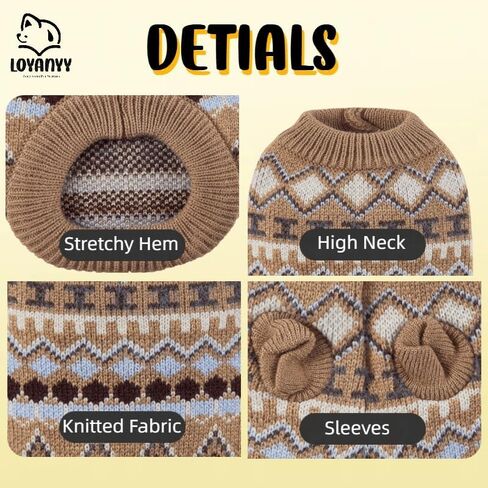 Dog Sweater Soft Warm Dog Clothes Knitted Cat Sweater Classic Thick Pet Pullover Cute Winter Dog Sweatersfor Winter Puppy Kitten Sweater for Small Medium Girl Boy Coffee Small in Saudi Arabia