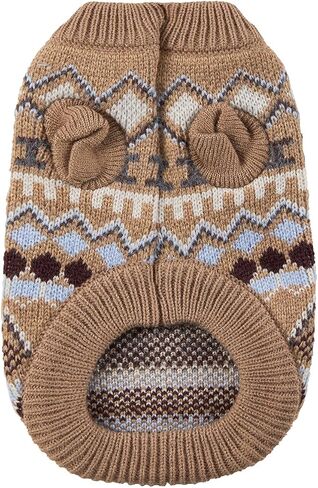 Dog Sweater Soft Warm Dog Clothes Knitted Cat Sweater Classic Thick Pet Pullover Cute Winter Dog Sweatersfor Winter Puppy Kitten Sweater for Small Medium Girl Boy Coffee Small in Saudi Arabia