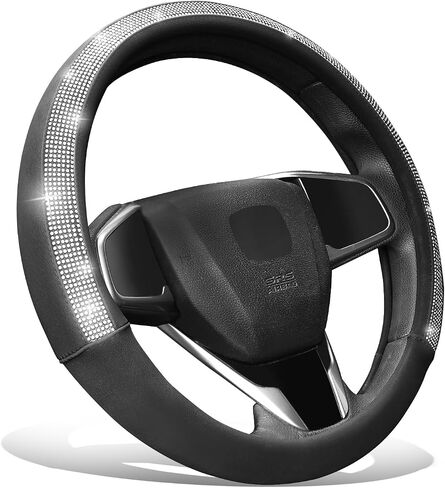DNA MOTORING Synthetic Leather Steering Wheel Cover Universal Fit 14.5-15 inch, Black & Blue Contrast Design, SWC-S2309 in Saudi Arabia
