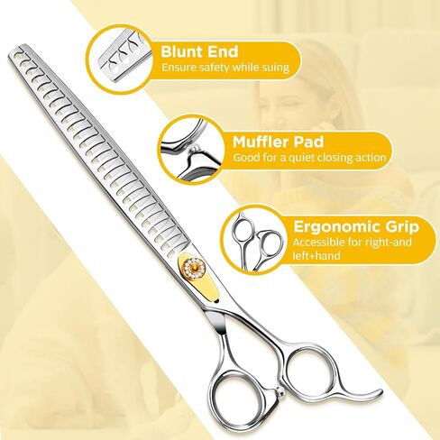 Gimars 8 Inch Professional 440C Stainless Steel Dog Grooming Scissors Heavy Duty 6 In 1 - Straight, Thinning, Chunker, Curved Shears and Comb, Ergonomic Pet Grooming Scissor for Dogs, Cats in Kuwait