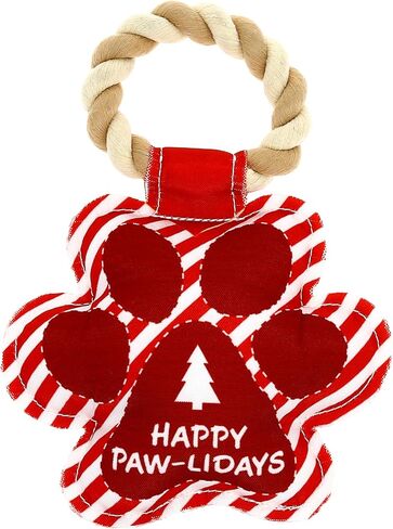 Pavilion - Happy Paw-Lidays - 9" Pawprint Puppy Dog Toy with Rope Handle K-9 Furry Companion Present in Saudi Arabia