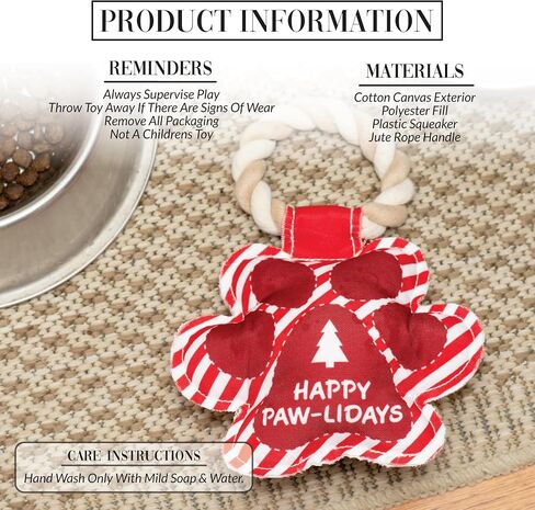 Pavilion - Happy Paw-Lidays - 9" Pawprint Puppy Dog Toy with Rope Handle K-9 Furry Companion Present in Saudi Arabia