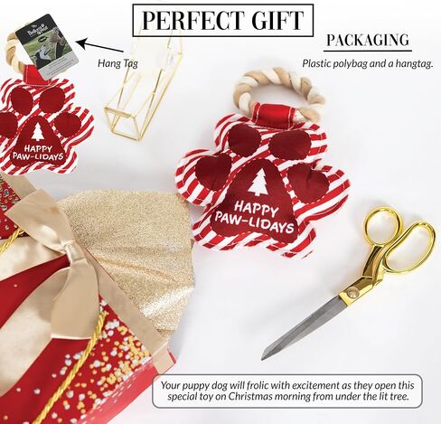 Pavilion - Happy Paw-Lidays - 9" Pawprint Puppy Dog Toy with Rope Handle K-9 Furry Companion Present in Saudi Arabia