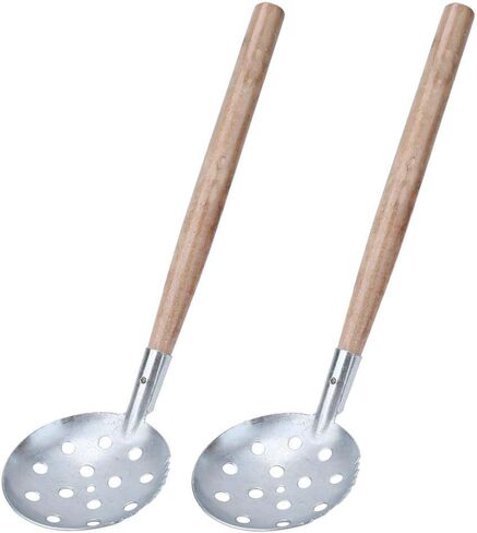 Alomejor 2 Pcs Ice Fishing Scoop Scoop Skimmer Ice Slush Scoop with Wood Handle Winter Outdoor Fishing Shovel Ice Tools,Metal Wood Design in Saudi Arabia