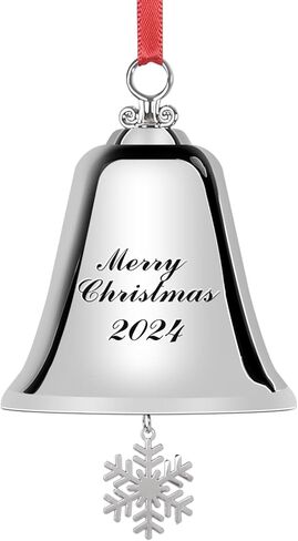 جرس عيد الميلاد، هدايا للعائلة، أجراس فضية زينة عيد الميلاد، 2023 زينة جرس لشجرة عيد الميلاد، شجرة عيد الميلاد نحت أجراس عيد الميلاد مع شريط وصندوق هدايا in Kuwait