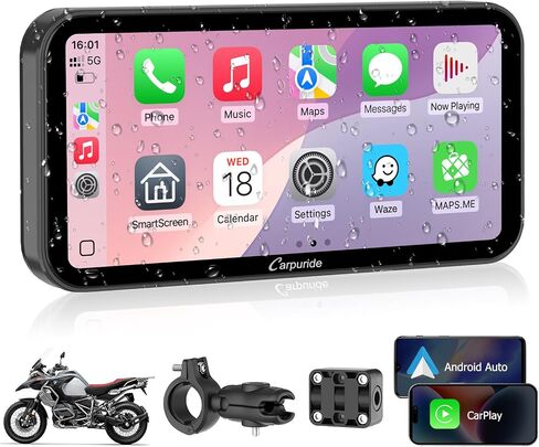 Carpuride W603 Motorcycle Carplay Screen, Wireless CarPlay & Android Auto for Moto, Remote Control，6.3" Waterproof Touchscreen, BT Trans, GPS Navigation, Siri, G00gle Assistant in Saudi Arabia