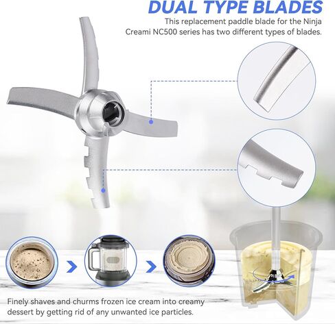 شفرة مجداف بديلة متوافقة مع صانعات الآيس كريم من سلسلة Ninja Creami NC500 NC501، جزء بديل مجداف شفرة من الفولاذ المقاوم للصدأ لـ Ninja Creamerizer NC500، NC501، NC500C، NC501C in Kuwait