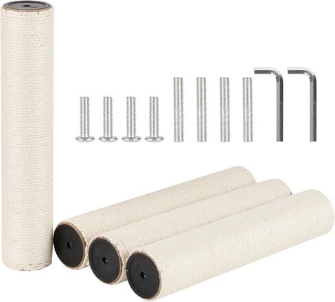 4 PCS 7.9cm 3.1in Diameter Cat Tree Scratching Post Replacement Sisal Pole Parts with Screws and Bolts and Wrenches (15.75in/40cm, M10) in Saudi Arabia