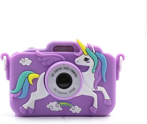 Unicorn Camera for Kids - Toddler Digital Selfie Camera with Silicone Cover, Flash and 32GB SD Card - Children Toy HD Video Kids Camera for Girls and Boys 3-12 Years Old - Blue in Kuwait