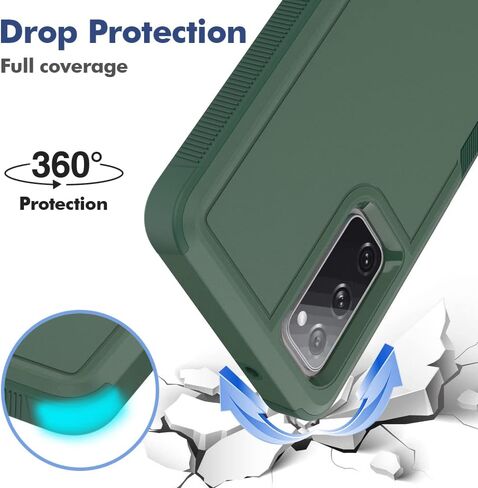 for Samsung Galaxy S20 FE 5G Case: Dual Layer Protective Heavy Duty Cell Phone Cover Shockproof Rugged with Screen Protector - Military Protection Bumper Tough - Samsung Galaxy S20 FE 5G, Black in Kuwait