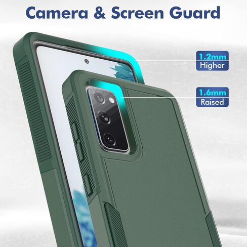 for Samsung Galaxy S20 FE 5G Case: Dual Layer Protective Heavy Duty Cell Phone Cover Shockproof Rugged with Screen Protector - Military Protection Bumper Tough - Samsung Galaxy S20 FE 5G, Black in Kuwait