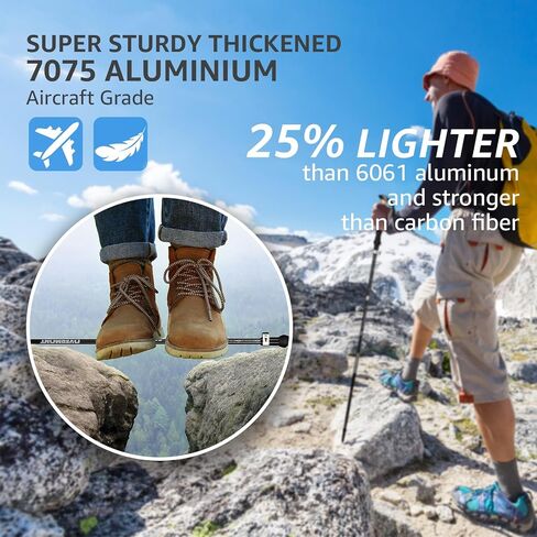 Overmont Collapsible Trekking Poles - Lightweight Folding Hiking Poles for Women Men - Walking Sticks for Hiking - Adjustable Hiking Sticks with Quick Flip Lock & All Terrain Accessories - Set of 2 in Kuwait