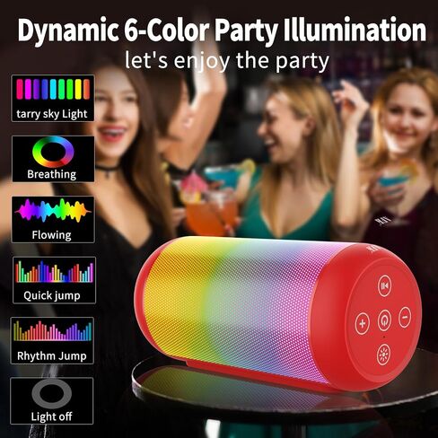 مكبر صوت AFK لاسلكي بلوتوث محمول مع أضواء RGB، مكبر صوت عالي مع صوت ستيريو مدمج وميكروفون للحفلات والمنزل والخارج باللون الأسود in Saudi Arabia