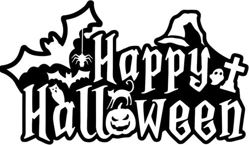1 Pack Self-Adhesive Happy Halloween Car Bumper Stickers Spider Bats Cat Ghost Pumkin Owl Vinyl Decal for Halloween Eve Party Supplies Home Door Wall Window Decals DIY Gift Decor 4.6" High (White) in Kuwait