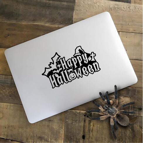 1 Pack Self-Adhesive Happy Halloween Car Bumper Stickers Spider Bats Cat Ghost Pumkin Owl Vinyl Decal for Halloween Eve Party Supplies Home Door Wall Window Decals DIY Gift Decor 4.6" High (White) in Kuwait