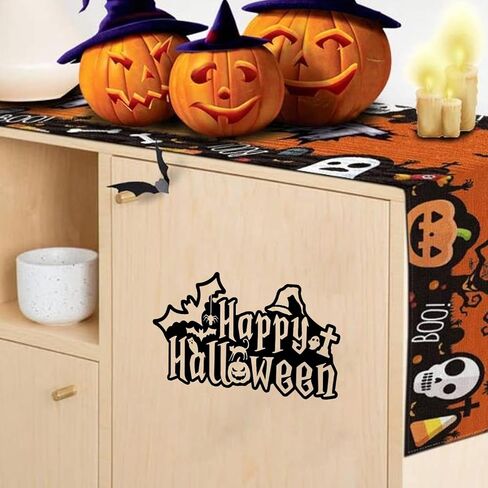 1 Pack Self-Adhesive Happy Halloween Car Bumper Stickers Spider Bats Cat Ghost Pumkin Owl Vinyl Decal for Halloween Eve Party Supplies Home Door Wall Window Decals DIY Gift Decor 4.6" High (White) in Kuwait