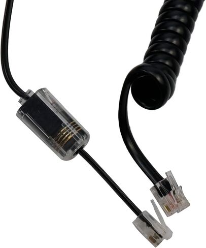 مجموعتان بطول 13.12 قدم لفك تشابك سلك سماعة الهاتف، كابل خط أرضي يدور 360 درجة/مضاد للتشابك وسلك سماعة هاتف، أسود RJ9 in Kuwait