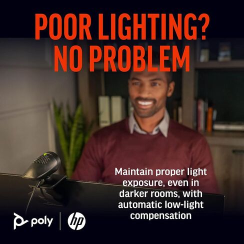 كاميرا ويب Poly Studio P5 USB 1080p (Plantronics + Polycom) - كاميرا HD للكمبيوتر الشخصي/الكمبيوتر المحمول لمؤتمرات الفيديو - تعويض الإضاءة العالية/المنخفضة - حامل شاشة وحامل ثلاثي القوائم - مصراع الخصوصية - معتمد من Teams/Zoom in Saudi Arabia