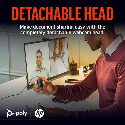 كاميرا ويب Poly Studio P5 USB 1080p (Plantronics + Polycom) - كاميرا HD للكمبيوتر الشخصي/الكمبيوتر المحمول لمؤتمرات الفيديو - تعويض الإضاءة العالية/المنخفضة - حامل شاشة وحامل ثلاثي القوائم - مصراع الخصوصية - معتمد من Teams/Zoom in Saudi Arabia