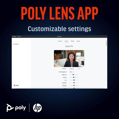كاميرا ويب Poly Studio P5 USB 1080p (Plantronics + Polycom) - كاميرا HD للكمبيوتر الشخصي/الكمبيوتر المحمول لمؤتمرات الفيديو - تعويض الإضاءة العالية/المنخفضة - حامل شاشة وحامل ثلاثي القوائم - مصراع الخصوصية - معتمد من Teams/Zoom in Saudi Arabia