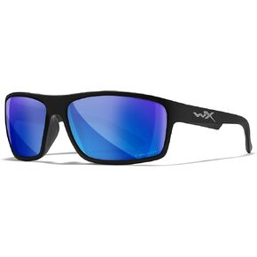 Wiley X Peak Captivate Polarized Sunglasses, Safety Glasses for Men and Women, UV Eye Protection for Shooting, Fishing, Biking, and Extreme Sports, Matte Black Frames, Blue Mirror Tinted Lenses in Kuwait