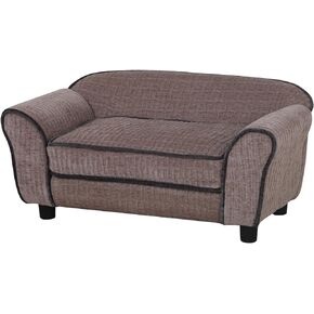 Pet Sofa/Dog Bed with Luxury Striped Fleece Pet Bed Animal Sleeping Bed Small and Medium Size Pet Couch Bed (Light Brown)