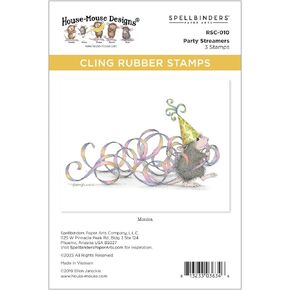 Spellbinders Party Streamers Rubber Stamp Set, Grey