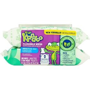 Kandoo, Flushable Wipes Sensitive Toddler Flip Top Lid, 100 Count