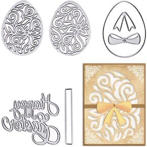 Metal Easter Die Cuts Eggs and Happy Easter Embossing Stencil Cutting Dies for Card Making Scrapbooking Paper Craft Album Stamps DIY Easter Décor