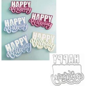 Happy Birthday Letter Metal Die Cuts, Words HappyBirthday Frame Stencils DIY Crafts Cards Cutting Dies Cuts for DIY Embossing Card Making Photo Decorative Paper Dies Scrapbooking