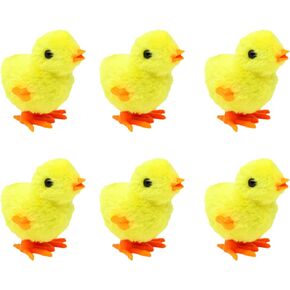 HONBAY 6PCS Fluffy Chicks Wind Up Chick Toys Wind-Up Jumping Cute Chicken Plush Chicks Toys Easter Party Favors Artificial Animal Chicken Decoration Props Christmas Socking Stuffers