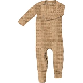 GUNAMUNA Unisex Newborn Baby Waffle Knit Pajama Onesie w/Diaper Zipper, Footless Romper Sleeper PJs for Newborns to Toddlers