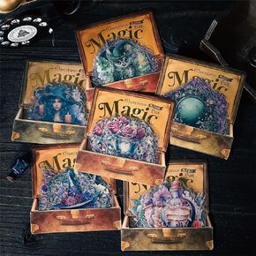 120 Pieces Vintage Gothic Scrapbook Stickers,PET Waterproof Scrapbooking Supplies,Mysterious Magic Box Holographic Sticker for Junk Journal Supplies Bullet Journal Planner Card Making DIY Crafts