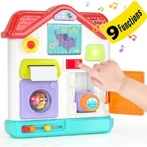 Busy Board for 1 Year Old, 9 in 1 Montessori Toys for 1 Year Old Girl Toys with Light & Music, Baby Toys 12-18 Months 1 Year Old Girl Gifts Easter Basket Stuffers