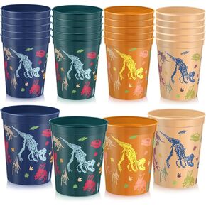 Nuanchu 24 Pack Dinosaur Party Plastic Cups 16 oz Dinosaur Birthday Party Supplies Dinosaur Tumbler Cup Dinosaur Party Supply Reusable Plastic Party Cup for Kid Dinosaur Party Favor Decoration 4 Color