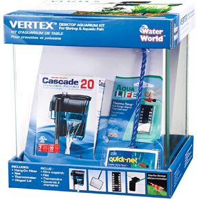 PENN-PLAX Water-World Vertex Desktop Nano Aquarium Kit – Perfect for Shrimp and Small Fish – 2.7 Gallon Tank
