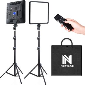 مجموعة إضاءة فيديو ثنائية اللون مقاس 17 بوصة، NiceVeedi 48W 2700-8500K LED للتصوير الفوتوغرافي مع جهاز تحكم عن بعد، 1% -100% لا نهائية قابلة للتعتيم CRI 97+ إضاءة استوديو احترافية لتصوير فيديو الاستوديو in Kuwait