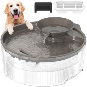 Dog Water Fountain, 1.3Gal/170Oz/5L Large Capacity Pet Cat Water Fountain, Big Dog Water Bowl Dispenser for Multi-Pets Family (Clear+4Filters+4Sponges)